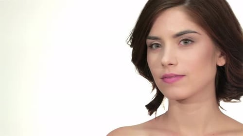 Woman Close-Up Posing on White Background