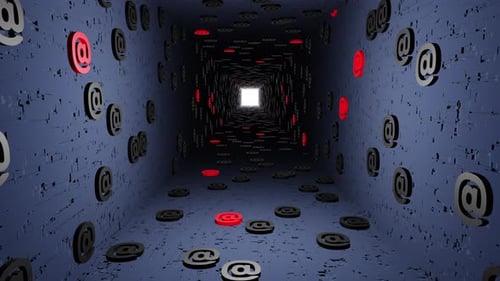 Marques de courrier électronique ou icône de tunnel sur fond bleu, rendu 3D. Symbole, adresse Commercial ou adresse