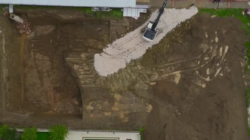 Aerial Video of Construction Truck Being Loaded with Soil