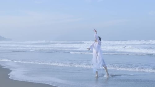 a dancer girl at Parangtritis beach