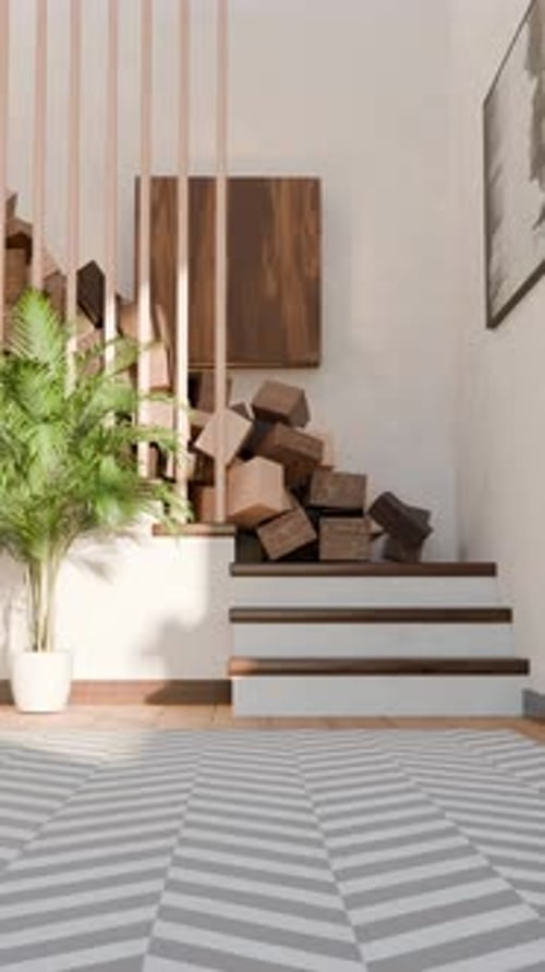 3D Animation Satisfying Stairs Cubes