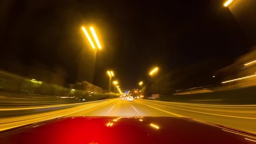 Night City Drive Timelapse From Car's Point of View