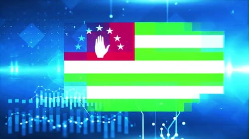 Flagge Abchasiens auf wirtschaftlichem Hintergrund und Grafik