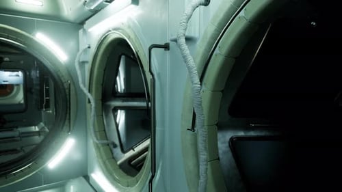 Innenraum der Raumstation im Weltraum