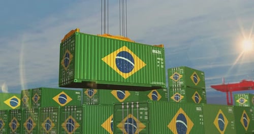 Beladung von Frachtkranen für Exportcontainer in Brasilien