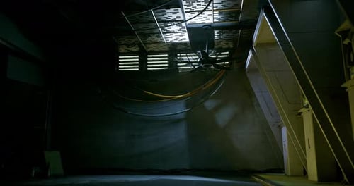 Dark Futuristic Industrial Room Animation with Dynamic Light and Shadows