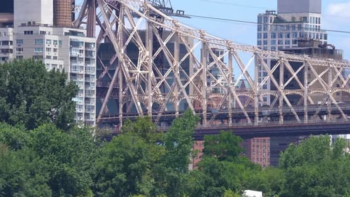 Closeup view of Ed Koch Queensboro Bridge, New York, New York, United States