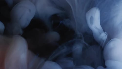 Abstract Blue and White Dye Swirling in Water