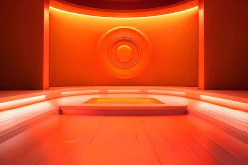 podium Futuristic showcase with platform for product displaying. Empty modern stage display