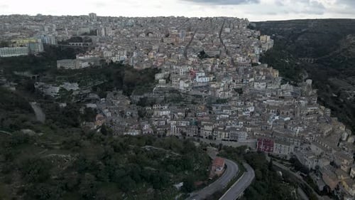 Aerial view of Ragusa old town in Sicily, Italy.