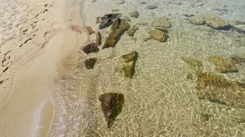 Aerial View of Tropical Beach with Clear Water