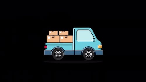Dynamischer Lieferwagen mit Boxen, Animation ohne Kreis