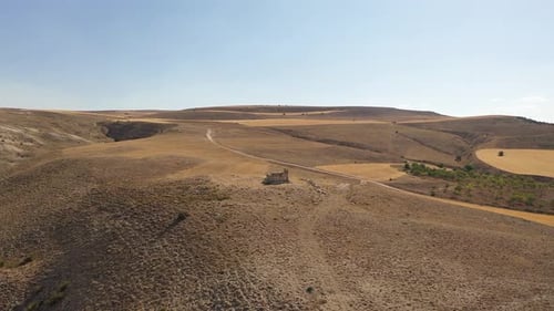 Aerial View Of Historic Castle On The High Mountain