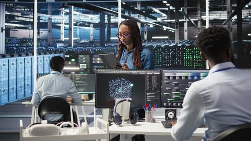 Portrait of Upbeat Server Hub Software Developer Using Node Tree Software