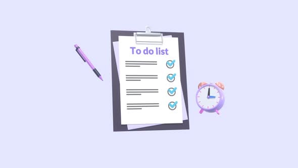 Animated Checklist with Pen and Clock. Organize Daily Tasks for ...