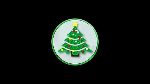 Animated 3D Christmas Tree Icon Rotating with Blinking Lights