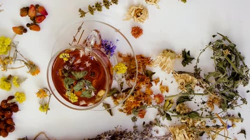 Herbal Tea with Dried Herbs and Flowers