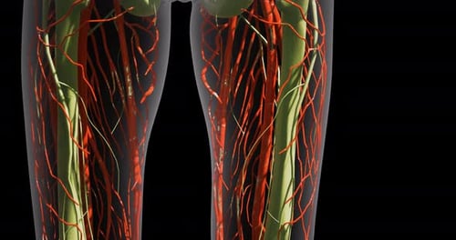 Detailed View of Blood Vessels in the Human Thigh During Medical Illustration