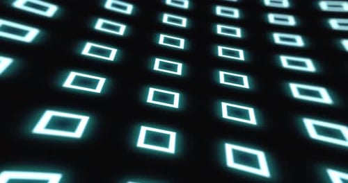 Abstrakter geometrischer Hintergrund mit Neonquadraten, futuristisches Muster mit leuchtenden Formen