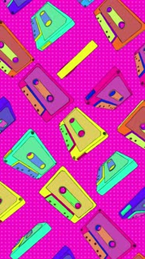 Fun Retro Risograph Style Cassette Tapes Portrait Loop