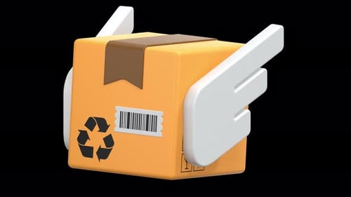 box wings 3D Animation, Alpha Channel, Transparent Background