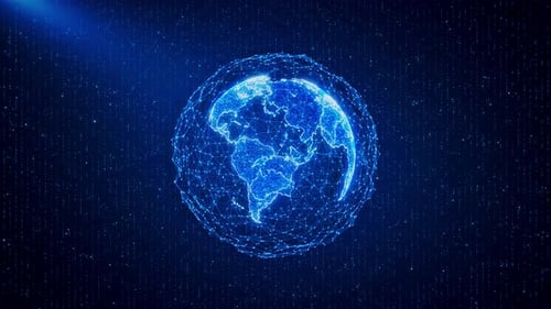 3D Global Animation Technology Earth Digital Connected Network Hintergrund Weltweite Big Data Cloud