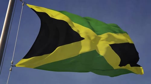 Realistic Flag Of Jamaica