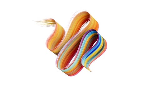 Animated creative smear. Colorful brush stroke moving along a curvy path