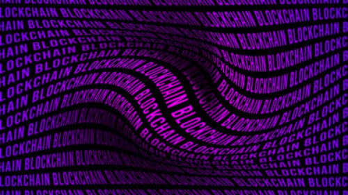 Animated Wavy Blockchain Text Pattern Loop Background