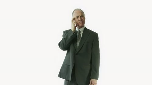 Mature Man in Suit Thinking on White Background