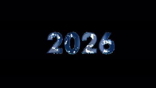 Frohes neues Jahr 2026 Frozen Animation. 2026 Neujahrs-Eis-Text. 2026 Frozen Text