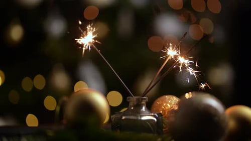Sparkling Christmas Celebration With Gold Baubles and Lights