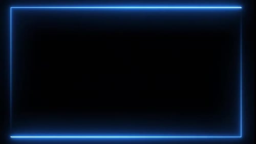 Abstrakter, nahtloser Hintergrund mit Neonrahmen in blauer Farbe. 4K-Video mit leuchtender Bewegung.