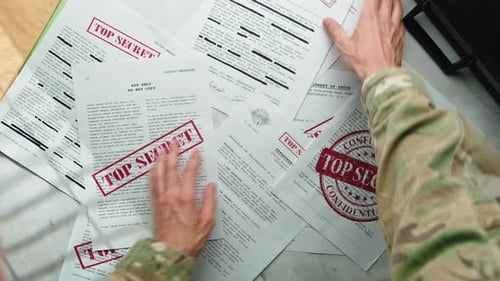 Military Means Secret Documents Top View