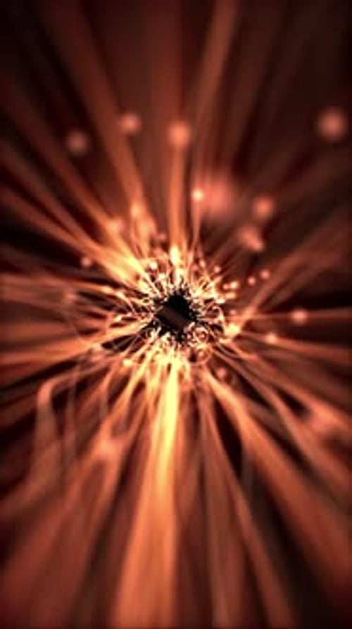 Abstract Orange Light Ray Bursting Tunnel Animation