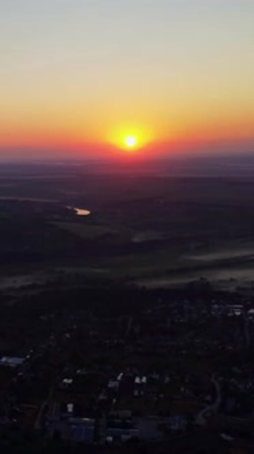 Rural Town Sunrise From Above Vertical