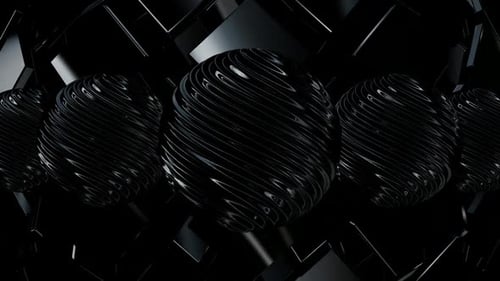 Background with Black Rotating Figures, Exclusive, Reflection, Unique Design, 3D Render, Shapes