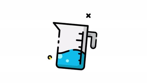 Animated Measuring Cup Icon with Bubbling Liquid