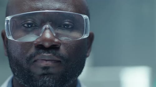 Close Up of Man in Safety Glasses