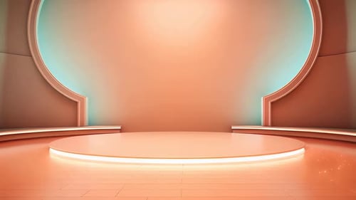 podium Futuristic showcase with platform for product displaying. Empty modern stage display