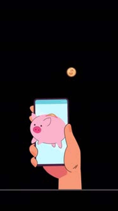 Save Money With Smartphone App Vertical Animation Alpha Channel