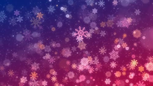 HD Purpurroter und goldener Schneeflocken-Hintergrund. Festlicher Winterglanz für Weihnachten und Silvester.