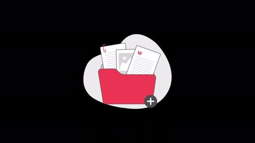 Ordner mit Dokument. Animationsvideo zum Konzept von Dateianhängen — transparent
