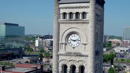 Nashville Clocktower by Aerial Drone 2010s