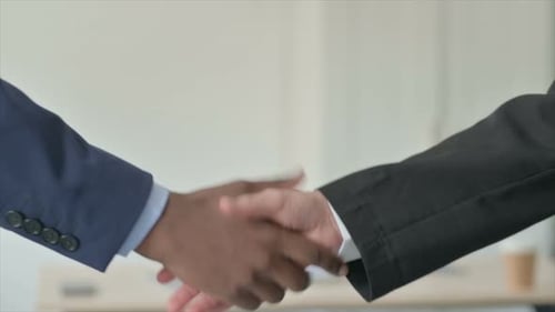 Business Handshake Close Up in Modern Office