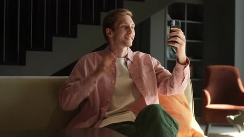 Young Adult on Video Call at Home