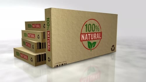 Cardboard Boxes 100% Natural Product Packaging Animation