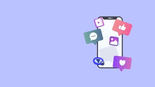 3D Social Media Icons Animating Around a Smartphone