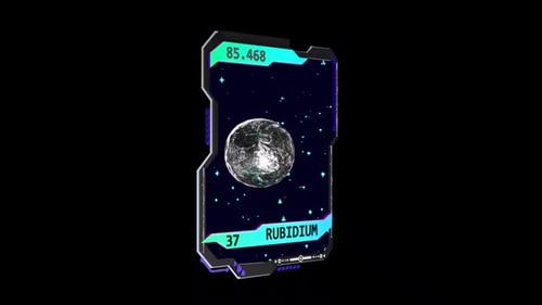 Spinning Futuristic Data Card with Space Planet UI Elements