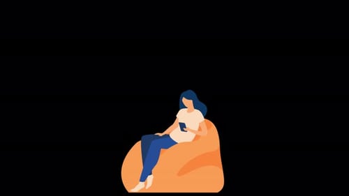 The Girl Looking at The Phone on The Sofa Alpha Channel Alpha Channel 4K